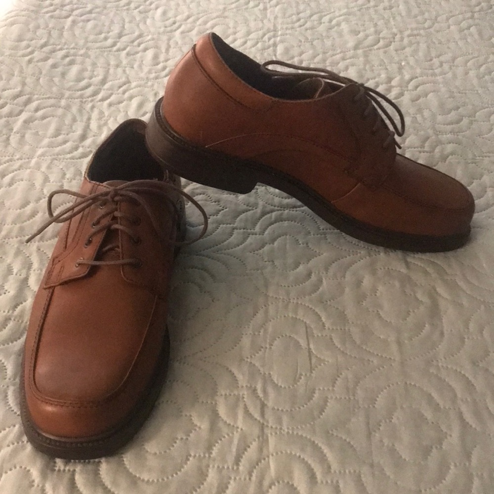 New Nunn Bush Classic Brown Leather Tie Shoes Waterproof Soles Size 8.5 Men - Picture 2 of 13